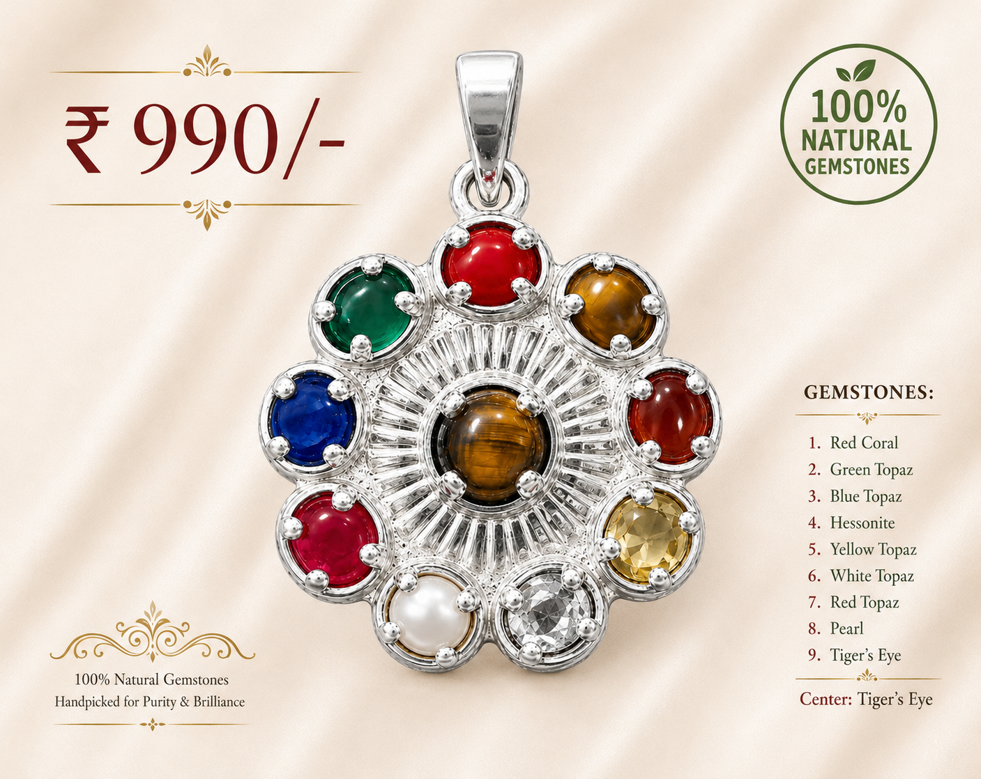 Navratna Divine Energy Pendant